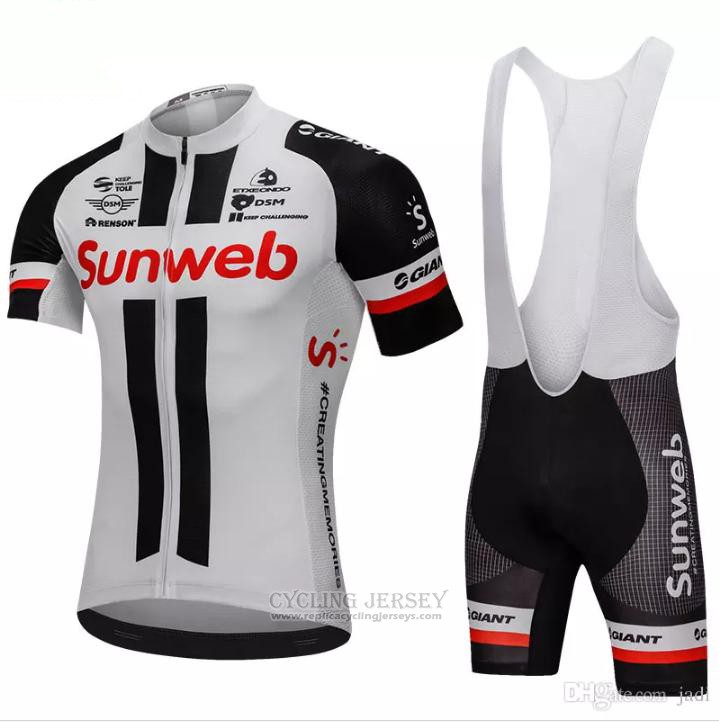 2018 Cycling Jersey Sunweb Gray and Black Short Sleeve and Bib Short